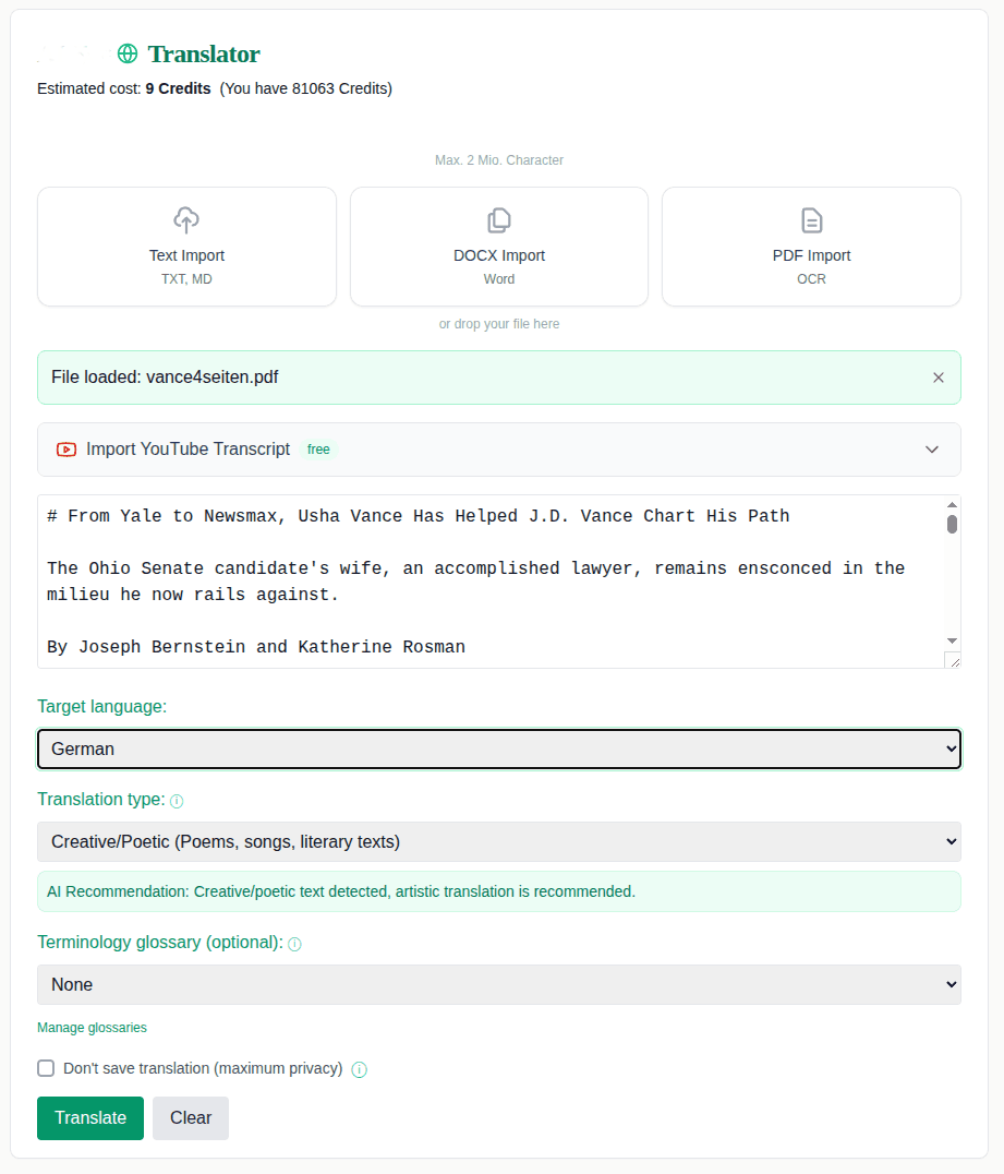 Configure options