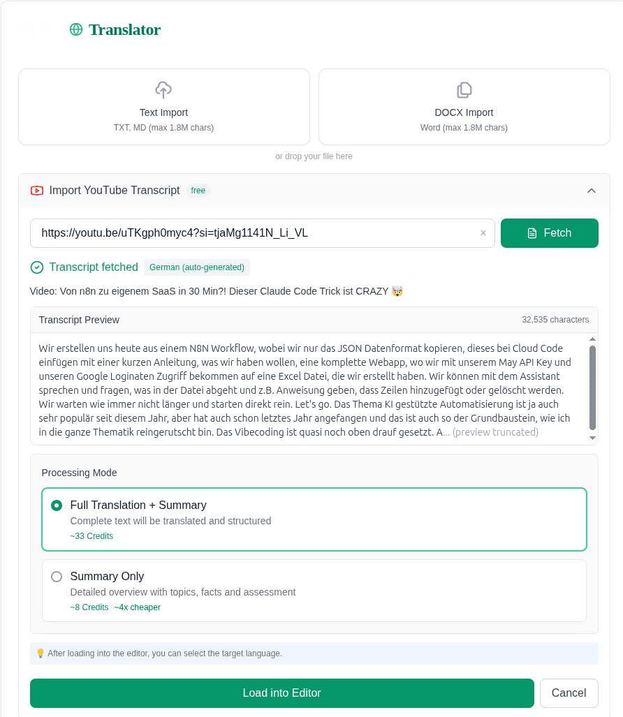 Fetch transcript